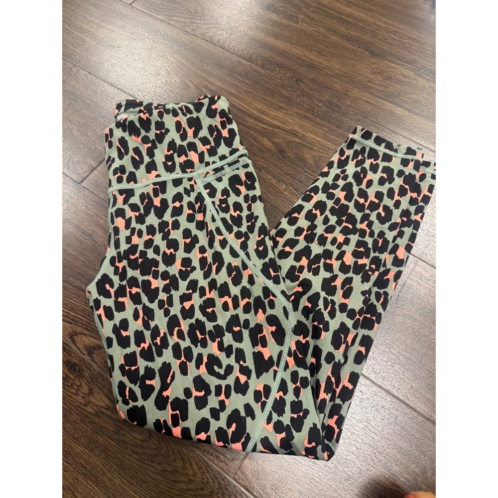 Sweaty Betty Power 7/8 Leggings - Green & Peach Leopard Print (Size US 6 / S)